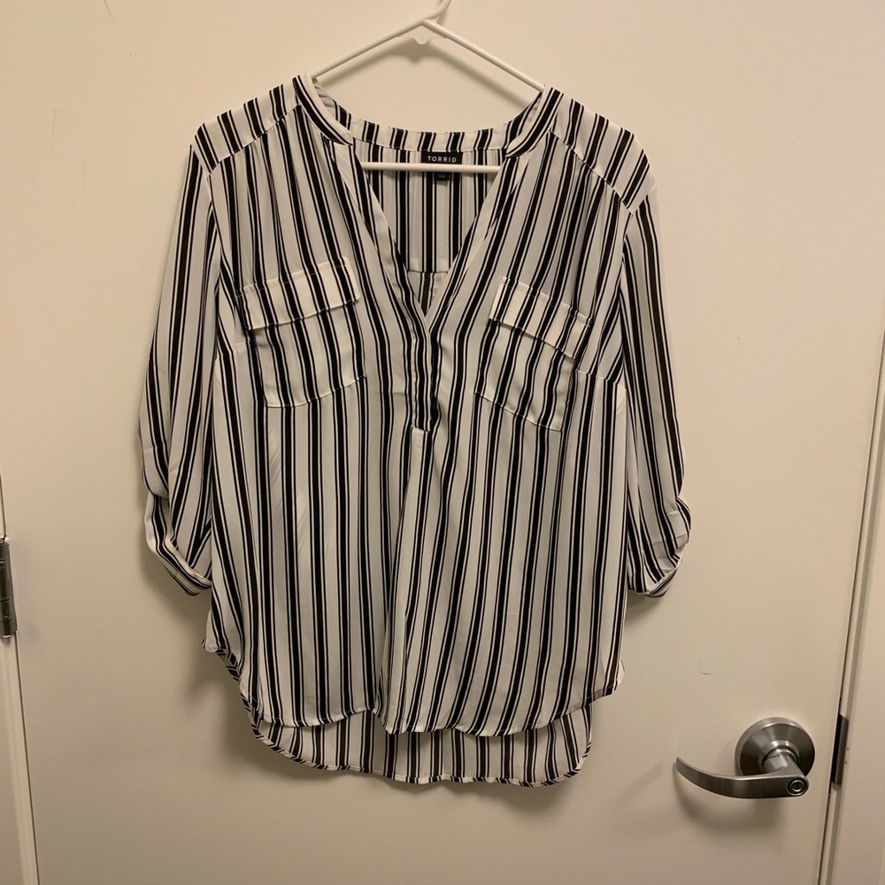 Torrid Striped Button-up Blouse